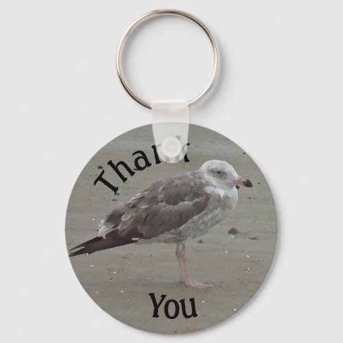 Thank You Beautiful Seagull on Sand Appreciation Keychain