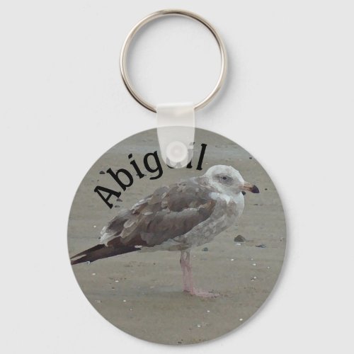 Thank You Beautiful Seagull on Sand Appreciation Keychain