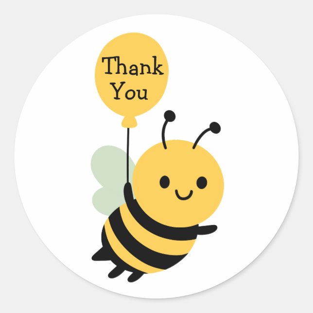 Thank You Bee Whimsical Classic Round Sticker (Front)