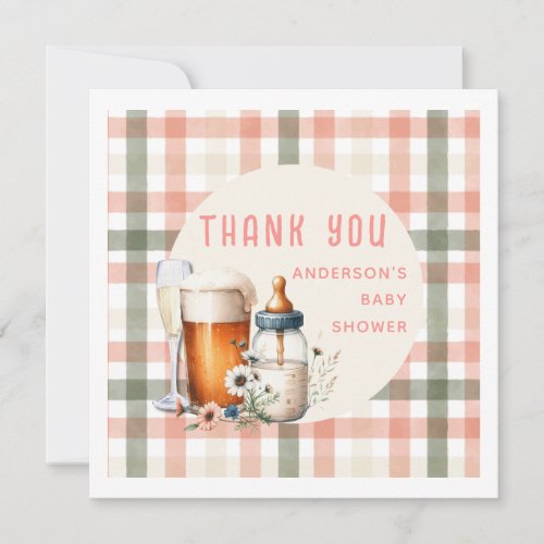 Thank You Beer and Bottles Baby Shower Sage Peach  Invitation