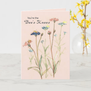 Thank You Bee's Knees Honeybee Cornflowers Pink Card