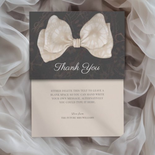 Thank You Beige Lace Bow Bridal Shower Card