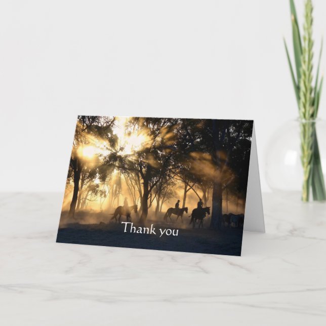 Thank you Being Awesome Cowboys Sunset Sunrise Card (Front)