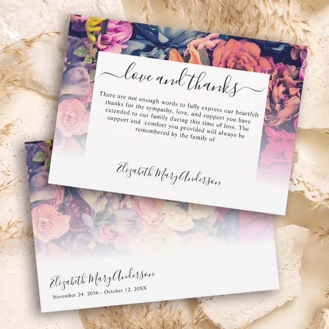 Thank You Bereavement Moody Floral Memorial Card (Creator Uploaded)