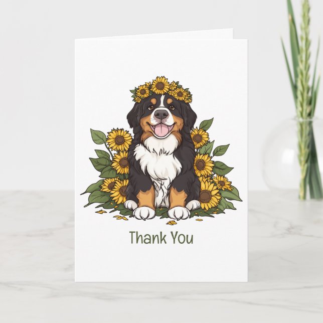 Thank You Bernese Mountain Dog Sunflower Crown (Front)