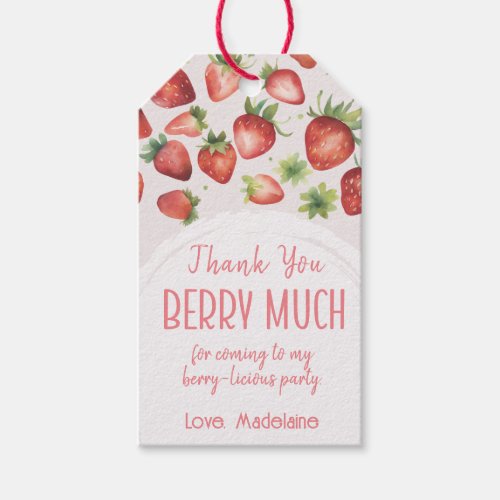 Thank You Berry Much 1st Berry First Birthday   Gift Tags