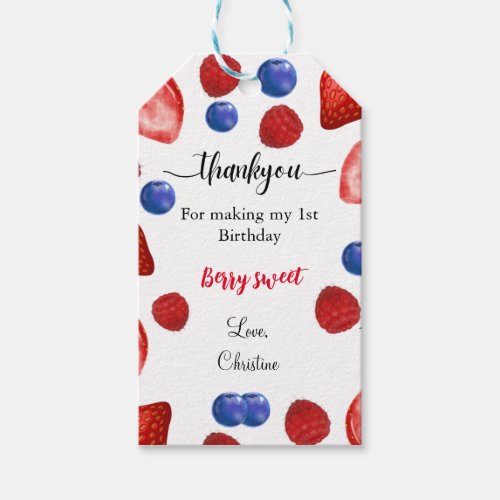Thank you Berry Much 1st birthday berry themes Gift Tags
