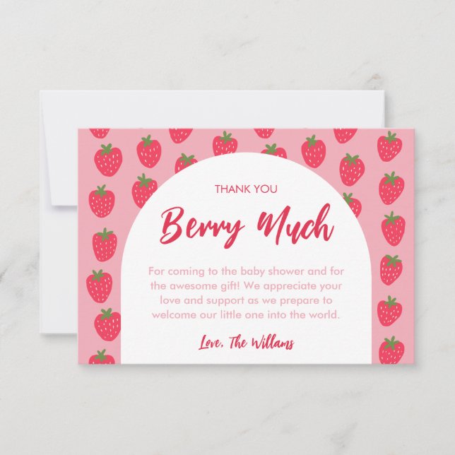 Thank You Berry Much Baby Shower Thank You Card (Front)