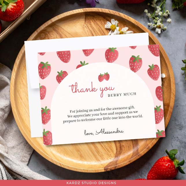Thank You Berry Much Baby Shower Thank You Cards (Flat card is shown in 4.25 x 5.5 inches. Choose size, corner and paper style.)