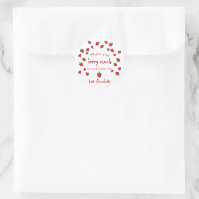 Thank You Berry Much Birthday Thank You Classic Round Sticker (Bag)