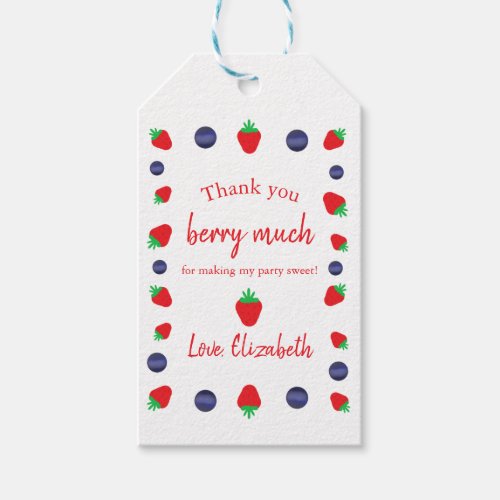 Thank You Berry Much Birthday Thank You Gift Tags