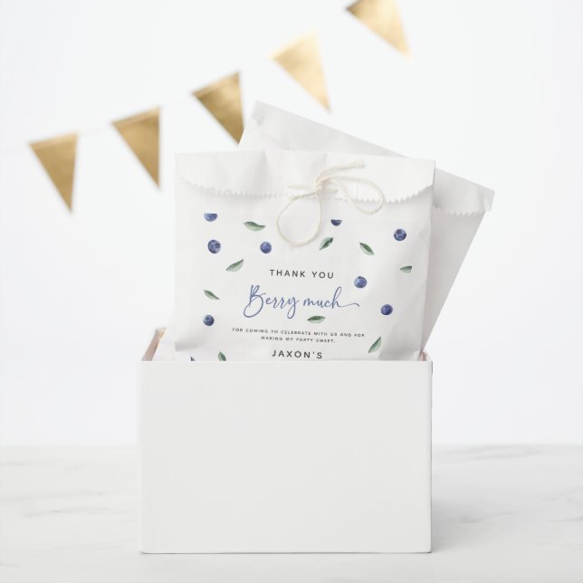Thank You 'Berry Much' Blueberry 1st Birthday Favor Bag (Party)