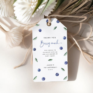 Thank You 'Berry Much' Blueberry 1st Birthday Gift Tags
