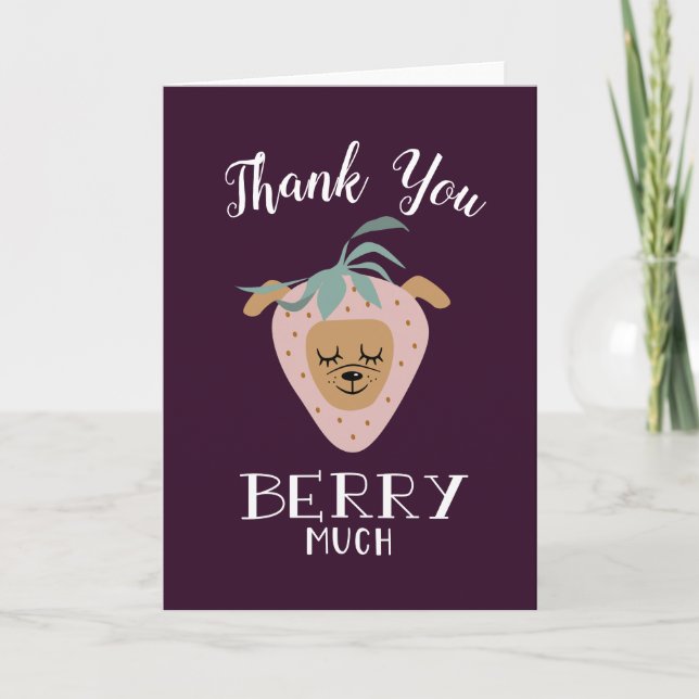 Thank You BERRY Much | Cute Strawberry Dog Pun Card (Front)