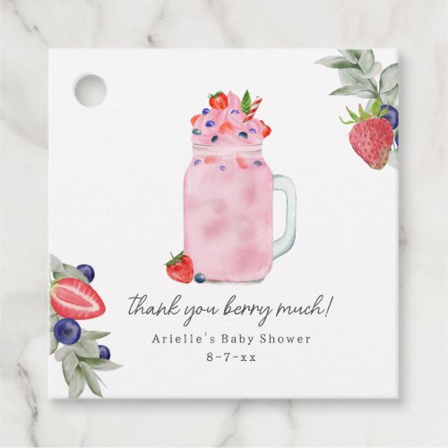 Thank You Berry Much Fruit Smoothie Baby Shower Favor Tags