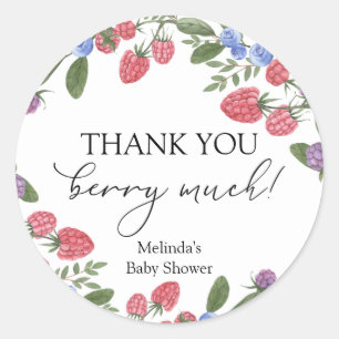 Thank you Berry Much Shower Classic Round Sticker