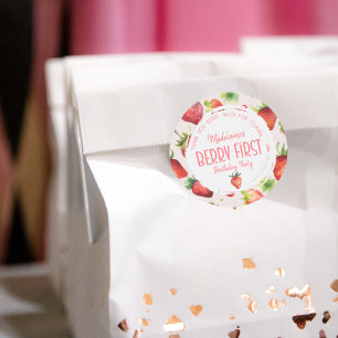 Thank You Berry Much Strawberry 1st Birthday Classic Round Sticker