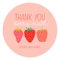 Thank You Berry Much Strawberry Baby Shower Classic Round Sticker