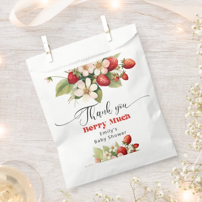 Thank you berry much Strawberry baby shower Favor Bag (Clipped)