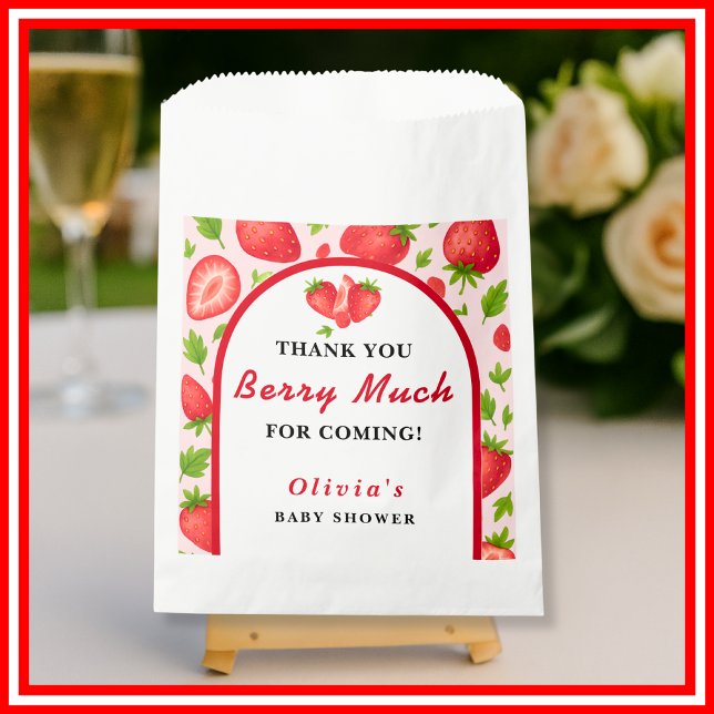 Thank You Berry Much Strawberry Baby Shower Favor Bag (Creator Uploaded)