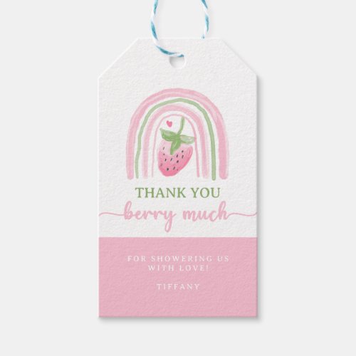 Thank You Berry Much Strawberry Baby Shower Gift Tags