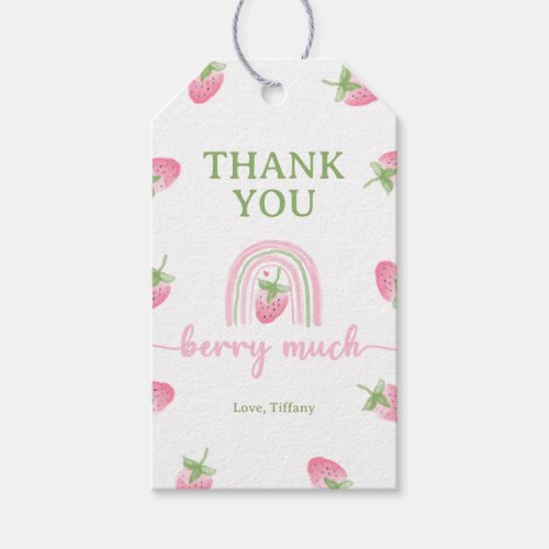 Thank You Berry Much Strawberry Baby Shower Gift Tags