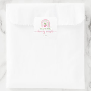 Thank You Berry Much Strawberry Baby Shower Square Sticker