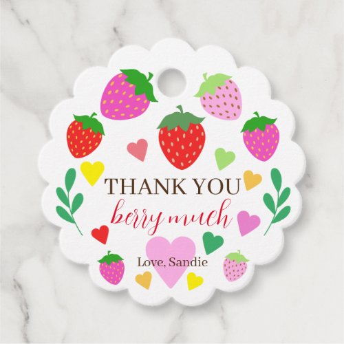 Thank you Berry Much Strawberry Birthday Favor Tag