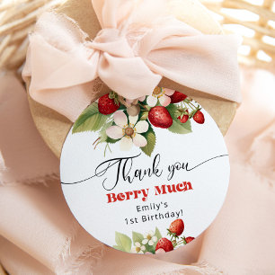 Thank you berry much Strawberry birthday Favor Tags