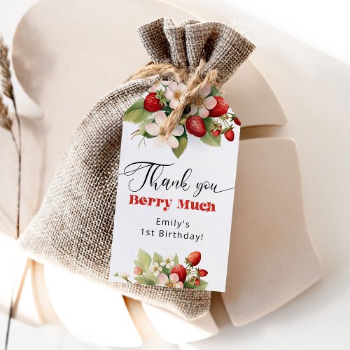 Thank you berry much Strawberry birthday Gift Tags