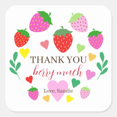Thank you Berry Much Strawberry Birthday Sticker