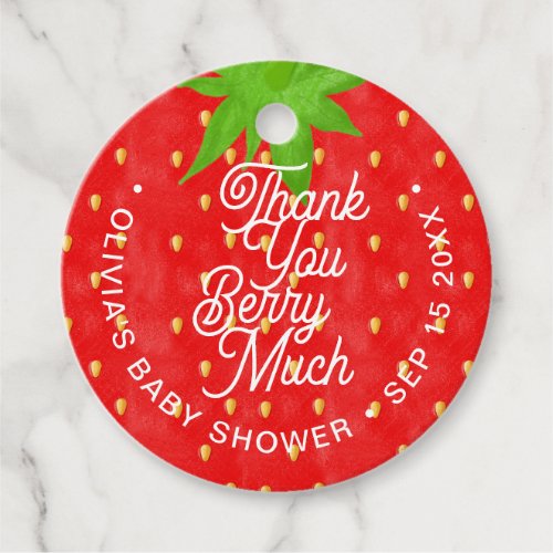 Thank You Berry Much Strawberry Favor Tags