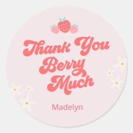 Thank You Berry Much Strawberry Pink Classic Round Classic Round Sticker