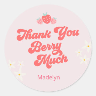 Thank You Berry Much Strawberry Pink Classic Round Sticker