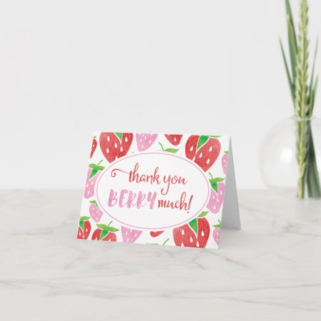 Thank You Berry Much Watercolor Strawberry Card