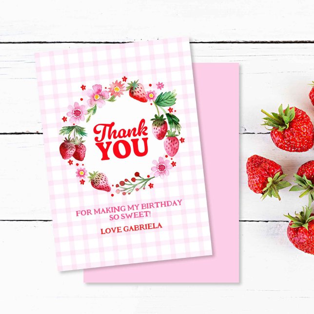 Thank You Berry Sweet Strawberry Birthday Card (Thank You Berry Sweet Strawberry Birthday)