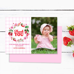 Thank You Berry Sweet Strawberry Birthday Photo Card