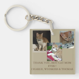 Thank You Best Cat Mom Customize Photo Name Keychain