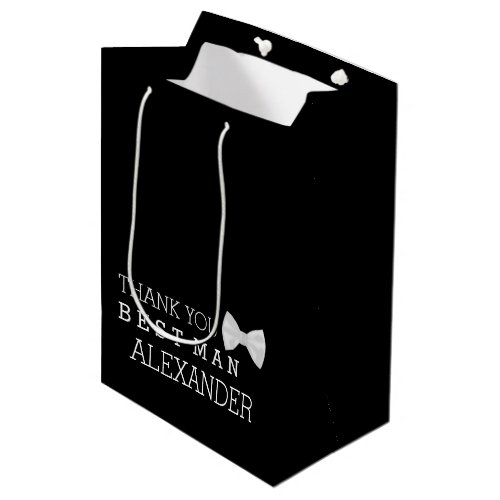 Thank You Best Man With White Bow Tie Personalize Medium Gift Bag