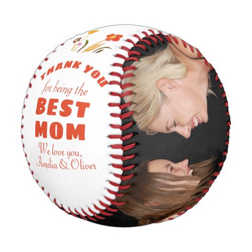 Thank you Best Mom Flower Mothers Day Photo Baseball