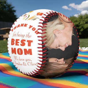 Thank you Best Mom Flower Mother`s Day Photo Softball