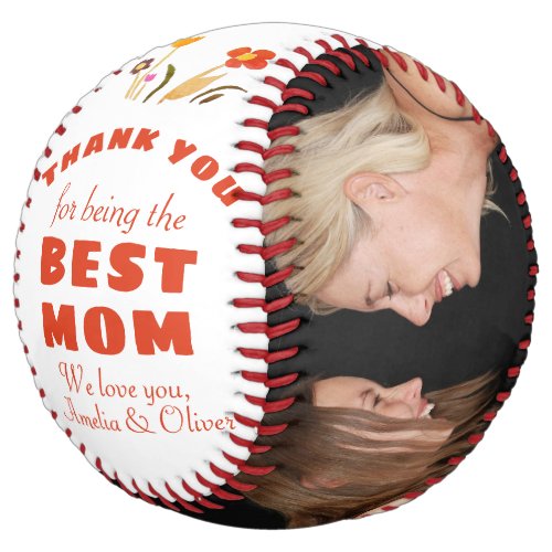 Thank you Best Mom Flower Mothers Day Photo Softball