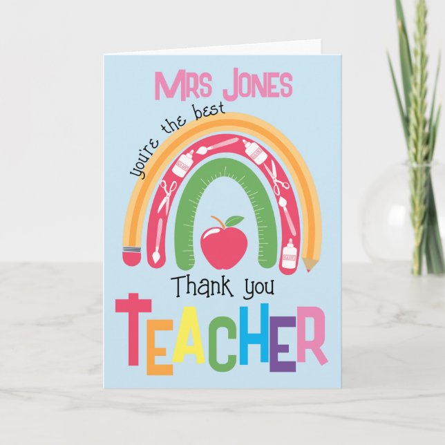 thank you best teacher appreciation rainbow  (Front)