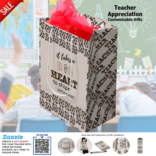 Thank You Best Teacher Custom Quotes Leopard Print Medium Gift Bag