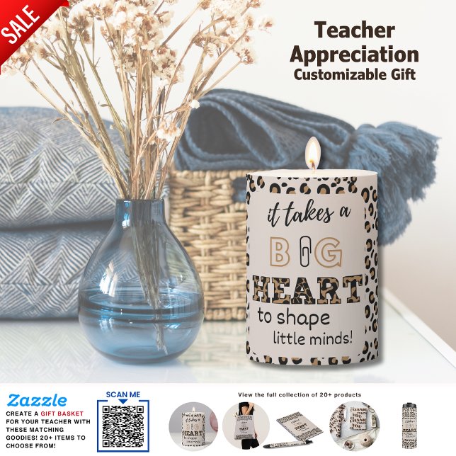 Thank You Best Teacher Custom Quotes Leopard Print Pillar Candle (Creator Uploaded)