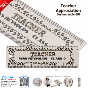 Thank You Best Teacher Custom Quotes Leopard Print Ruler