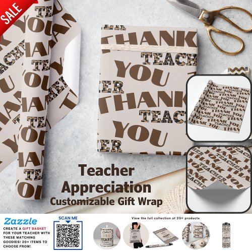 Thank You Best Teacher Custom Quotes Leopard Print Wrapping Paper