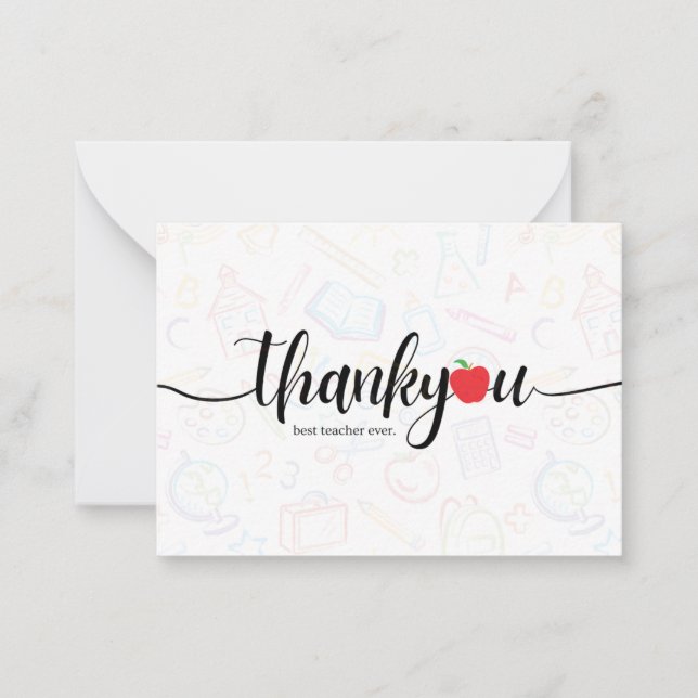 Thank You Best Teacher Ever Note Card (Front)