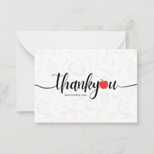 Thank You Best Teacher Ever Note Card