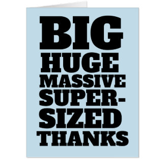 THANK YOU BGGEST BG JUMBO GREETING CARD